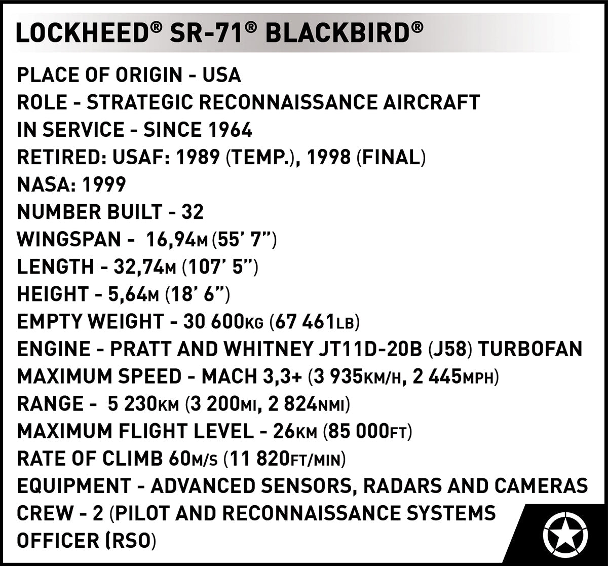 Cobi Lockheed SR - 71 Blackbird - KhalilMania