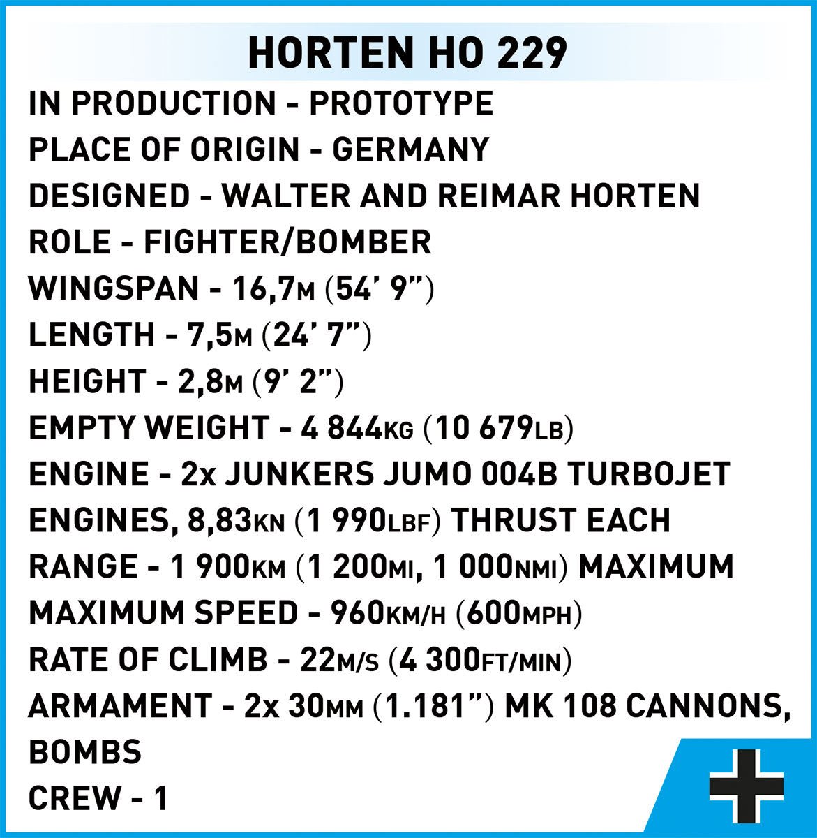 COBI WWII Horten Ho 229 - KhalilMania