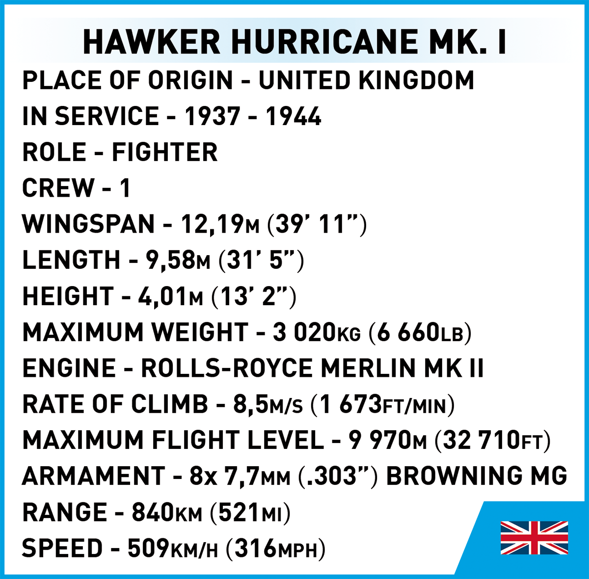 COBI Hawker Hurricane Mk.1 - KhalilMania