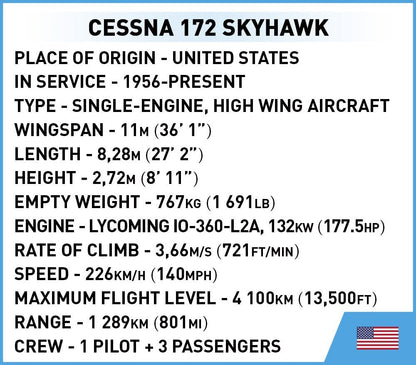 COBI Cessna 172 Skyhawk - White - Blue - KhalilMania