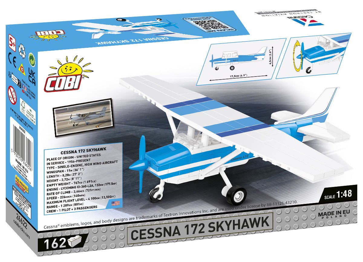 COBI Cessna 172 Skyhawk - White - Blue - KhalilMania