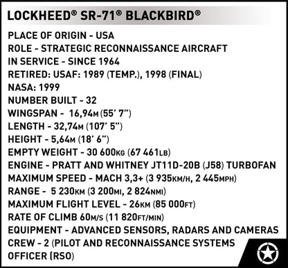 Cobi Lockheed SR - 71 Blackbird - KhalilMania
