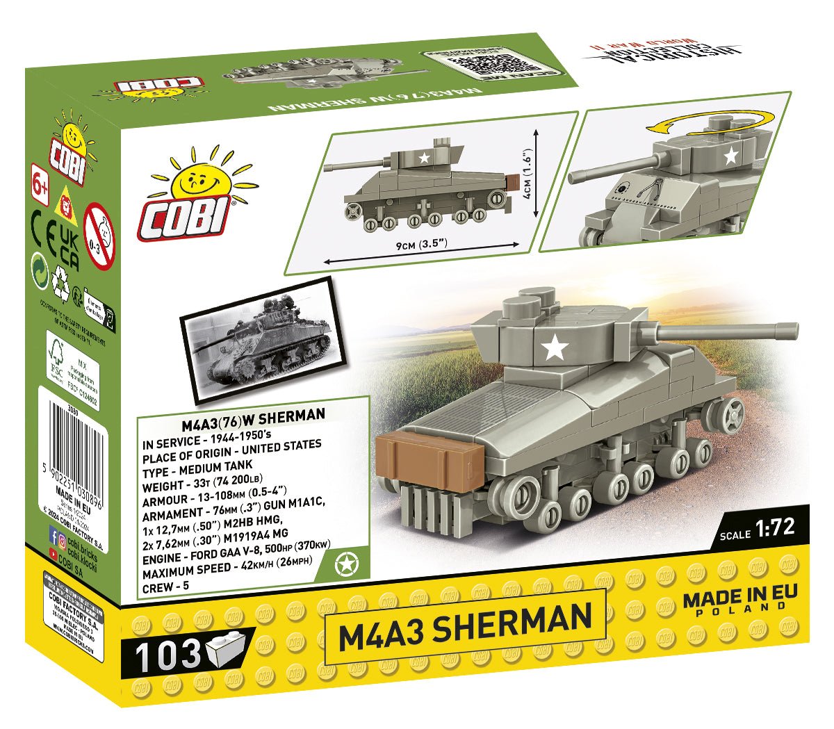 COBI M4A3 Sherman (1:72 Scale) - KhalilMania