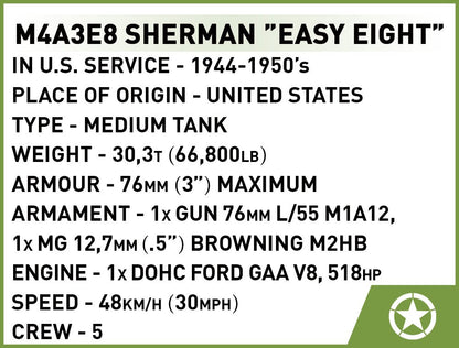 COBI M4A3E8 Sherman 340 Piece - KhalilMania