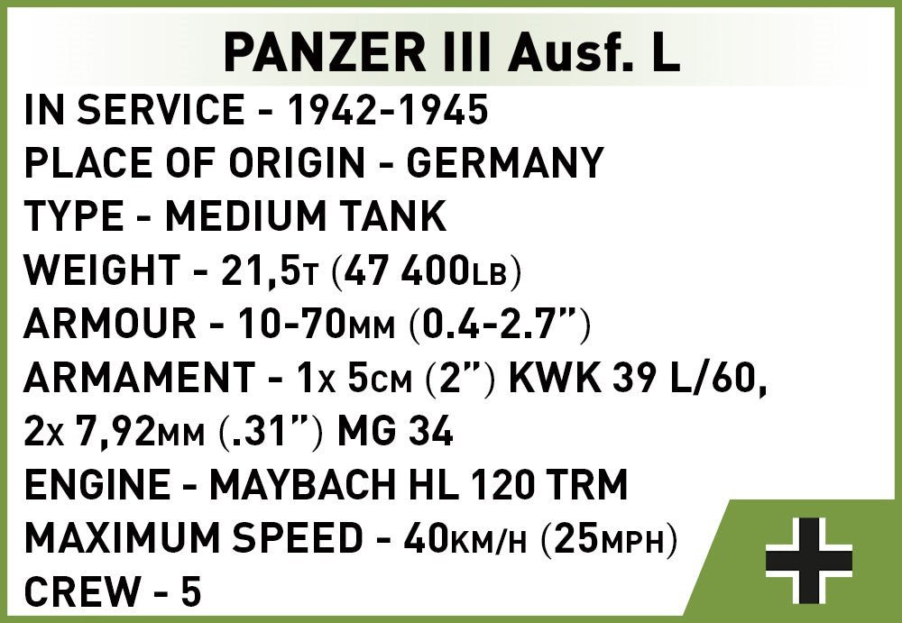 COBI Panzer III Ausf.L (1:72 Scale) - KhalilMania