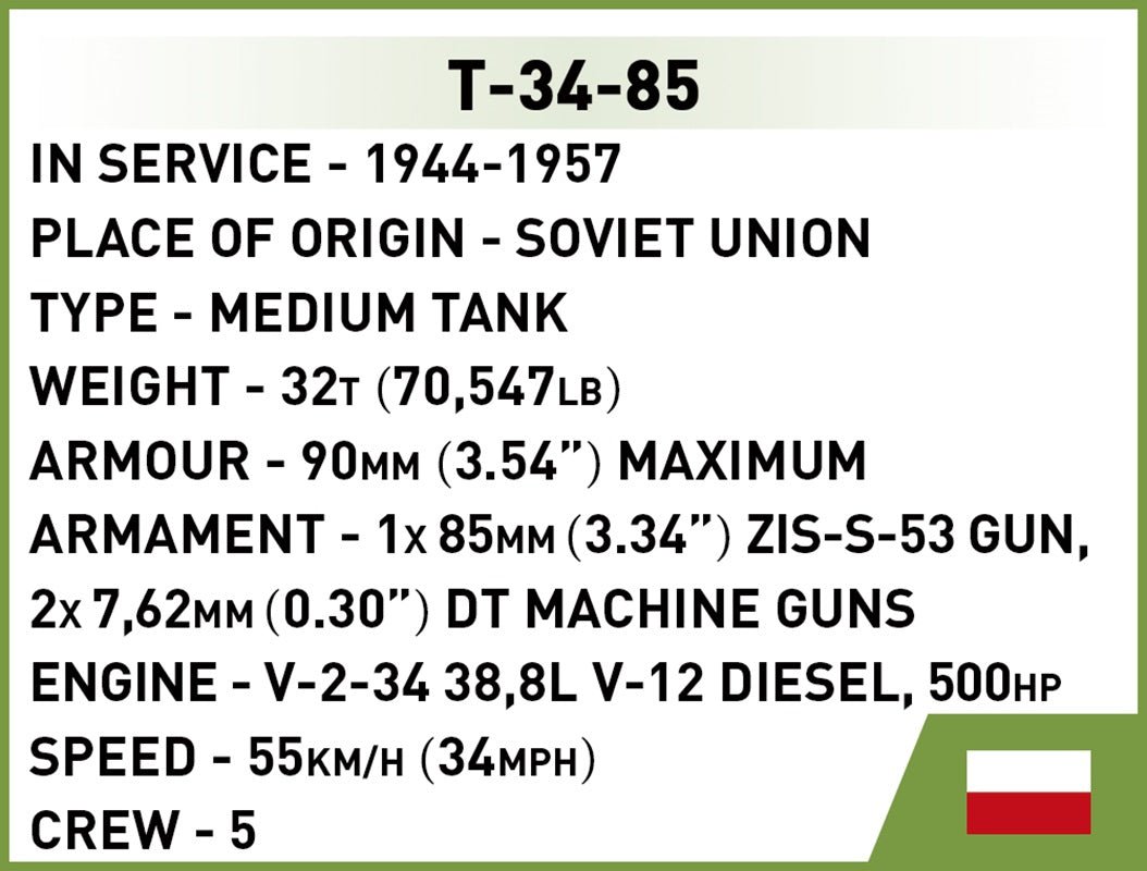 COBI T - 34 - 85 Tank (1:48 Scale) - KhalilMania