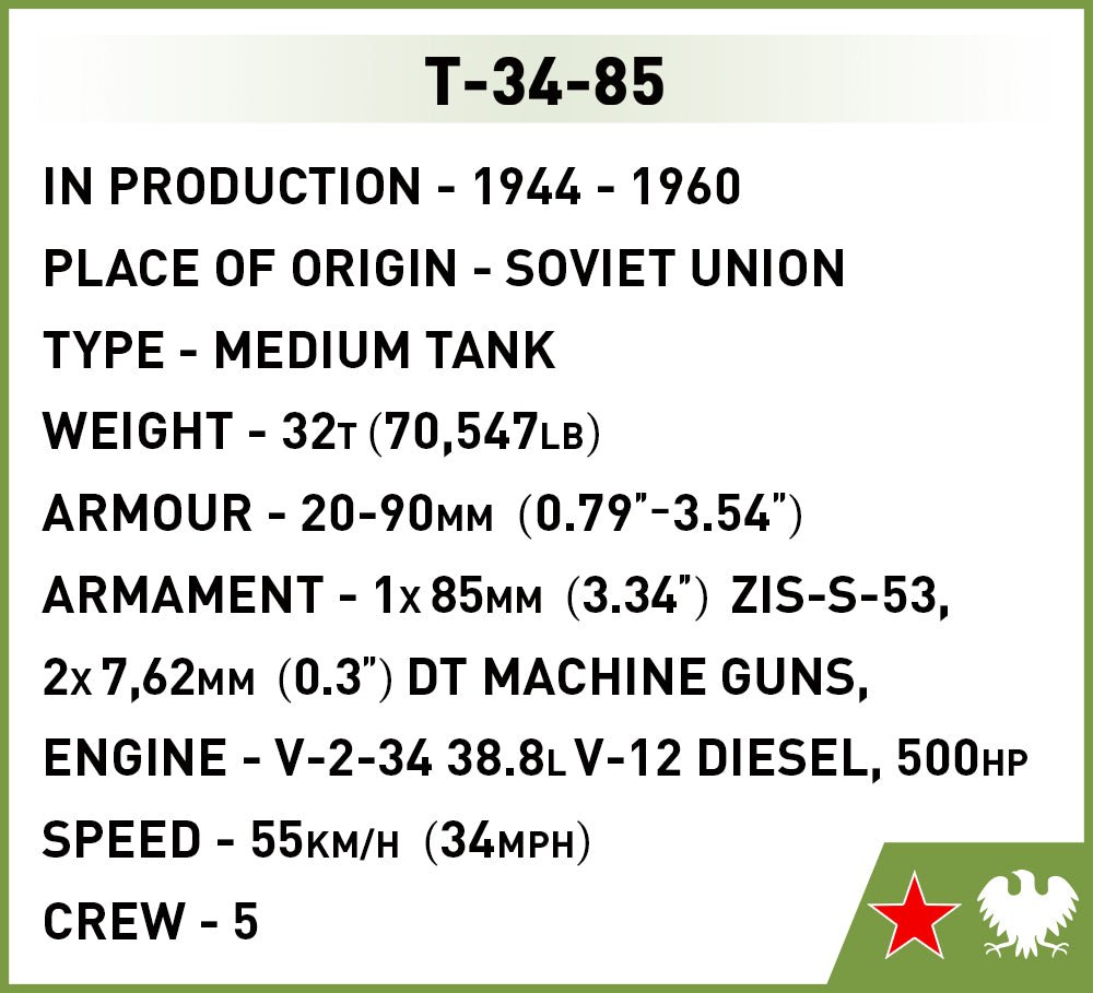 COBI WW2 Soviet T 34 - 85 Tank - KhalilMania